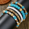 Handmade Bohemian Style Multilayer Stacked Bracelet With Wooden Beads And Crushed Shells For Unisex