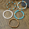 Handmade Bohemian Style Multilayer Stacked Bracelet With Wooden Beads And Crushed Shells For Unisex