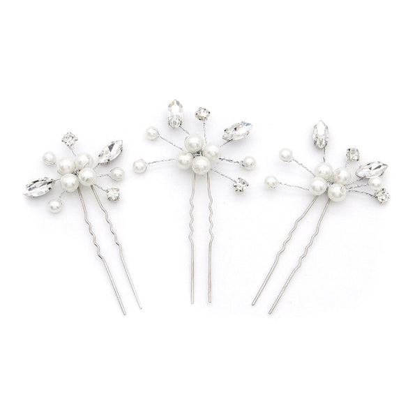 Handmade Bridal Pearl Rhinestone Braided Hairpin For Women Elegant Hair Accessory