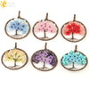 Handmade Bronze Plated Alloy Tree Pendant Necklace With Amethyst Crystal And Ball Chain For Women Minimalist Wound Flower Jewelry