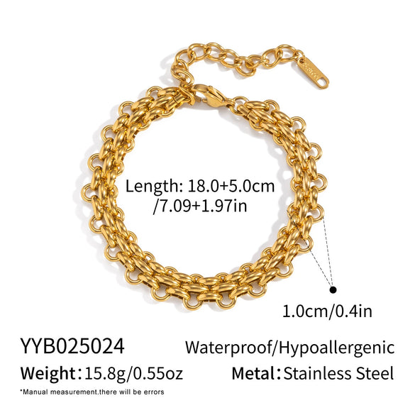 Handmade Butterfly Chain Necklace And Bracelet Combination Punk Hiphop Stainless Steel Geometric Electroplated