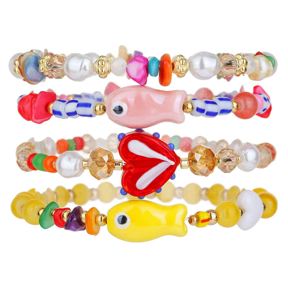Handmade Ceramic Imitation Pearl Glass Geometric Beaded Bracelet For Men