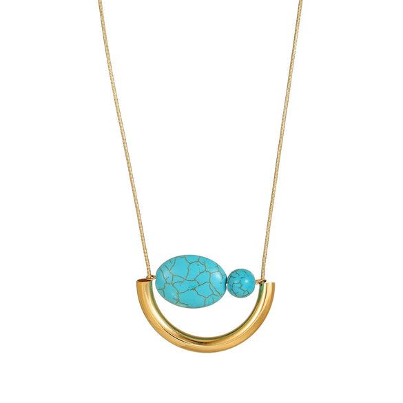 Handmade Ceramic Rice Beads Stone Alloy Acrylic Geometric Fish Bead O Word Chain Clavicle Necklace For Unisex
