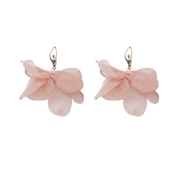 Handmade Chiffon Bow Stud Earrings For Women Balletinspired Romantic Fresh Style Silver Pin Earrings
