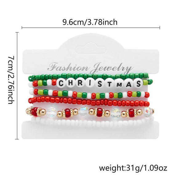 Handmade Christmas Combination Bracelet With Polymer Clay Beads And Cartoon Characters