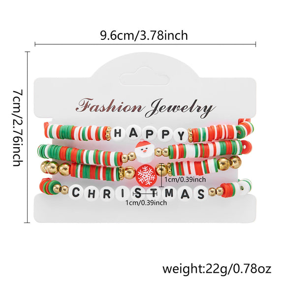 Handmade Christmas Combination Bracelet With Polymer Clay Beads And Cartoon Characters