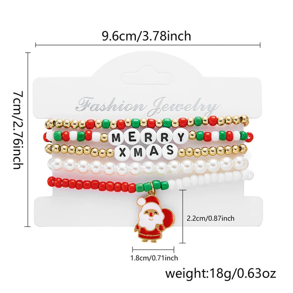 Handmade Christmas Combination Bracelet With Polymer Clay Beads And Cartoon Characters
