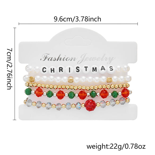 Handmade Christmas Combination Bracelet With Polymer Clay Beads And Cartoon Characters