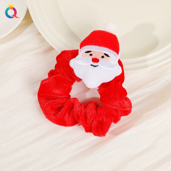 Handmade Christmas Deer Velvet Hair Scrunchie High Elastic Fabric Hair Tie For Festive Hairstyles