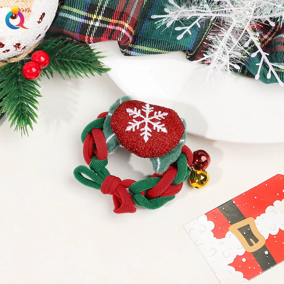 Handmade Christmas Deer Velvet Hair Scrunchie High Elastic Fabric Hair Tie For Festive Hairstyles