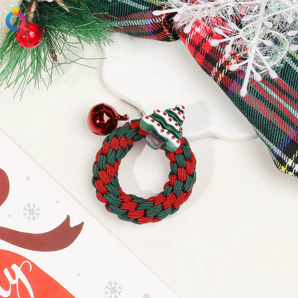 Handmade Christmas Deer Velvet Hair Scrunchie High Elastic Fabric Hair Tie For Festive Hairstyles