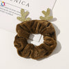 Handmade Christmas Deer Velvet Hair Scrunchie High Elastic Fabric Hair Tie For Festive Hairstyles