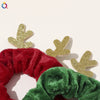 Handmade Christmas Deer Velvet Hair Scrunchie High Elastic Fabric Hair Tie For Festive Hairstyles