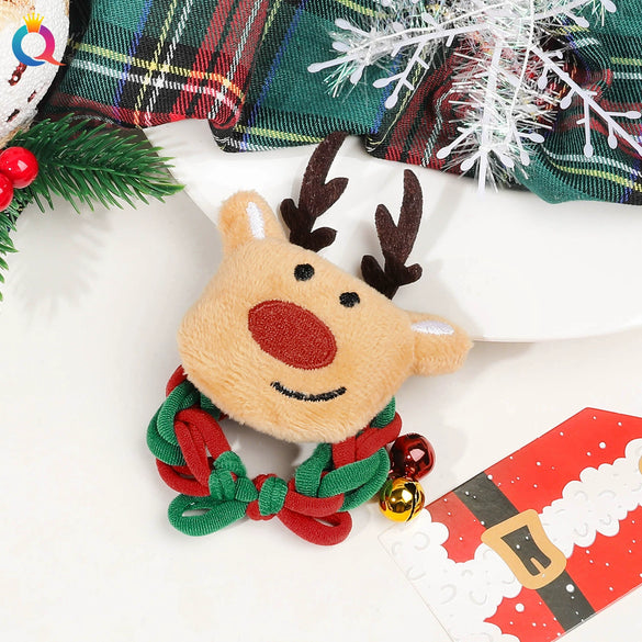 Handmade Christmas Deer Velvet Hair Scrunchie High Elastic Fabric Hair Tie For Festive Hairstyles
