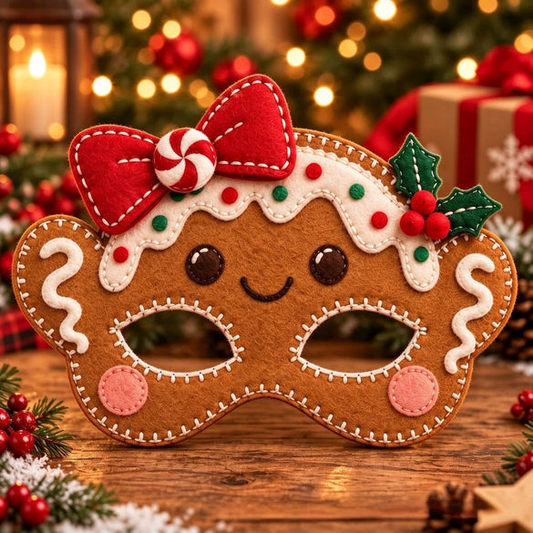 Handmade Christmas Santa Claus Felt Masks In Cloth With Modern Minimalist Headdress Design For Festive Costume Accessories