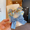 Handmade Cloth Bow Duckbill Hair Clips Cute Floral Polka Dot Princess Headwear For Girls And Babies