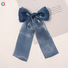 Handmade Cloth Bow Hair Clip With Long Ribbon Detail Duckbill Side Clip Hair Accessory For Women