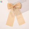 Handmade Cloth Bow Hair Clip With Long Ribbon Detail Duckbill Side Clip Hair Accessory For Women