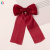 Handmade Cloth Bow Hair Clip With Long Ribbon Detail Duckbill Side Clip Hair Accessory For Women