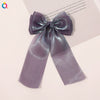 Handmade Cloth Bow Hair Clip With Long Ribbon Detail Duckbill Side Clip Hair Accessory For Women