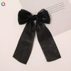 Handmade Cloth Bow Hair Clip With Long Ribbon Detail Duckbill Side Clip Hair Accessory For Women