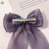 Handmade Cloth Bow Hair Clip With Long Ribbon Detail Duckbill Side Clip Hair Accessory For Women