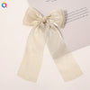 Handmade Cloth Bow Hair Clip With Long Ribbon Detail Duckbill Side Clip Hair Accessory For Women