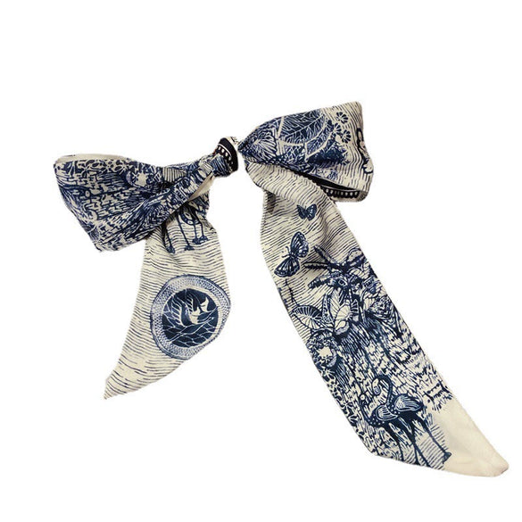 Handmade Cloth Bow Ribbon Pearl Hair Tie Hair Band Scarf Style Head Accessory For Women