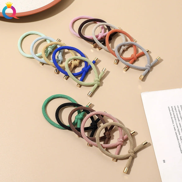 Handmade Cloth Knotted Hair Tie High Elastic Rubber Band Simple Hair Accessory For Women