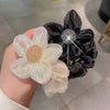 Handmade Cloth Rhinestone Fivepetal Flower Hair Ring And Large Intestine Ring