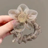 Handmade Cloth Rhinestone Fivepetal Flower Hair Ring And Large Intestine Ring