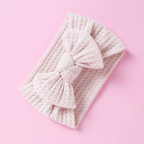 Handmade Cloth Wide Bow Hair Band Solid Color Knitted Headband Baby And Children Hair Accessory