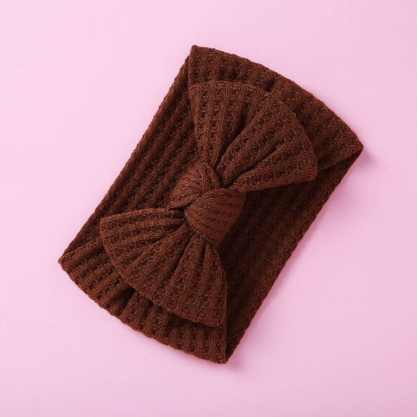 Handmade Cloth Wide Bow Hair Band Solid Color Knitted Headband Baby And Children Hair Accessory