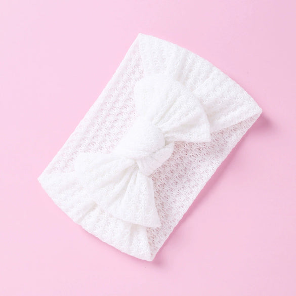 Handmade Cloth Wide Bow Hair Band Solid Color Knitted Headband Baby And Children Hair Accessory