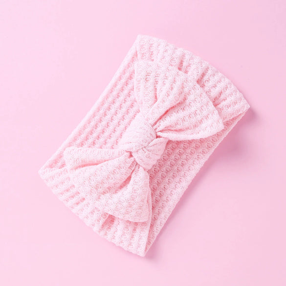 Handmade Cloth Wide Bow Hair Band Solid Color Knitted Headband Baby And Children Hair Accessory