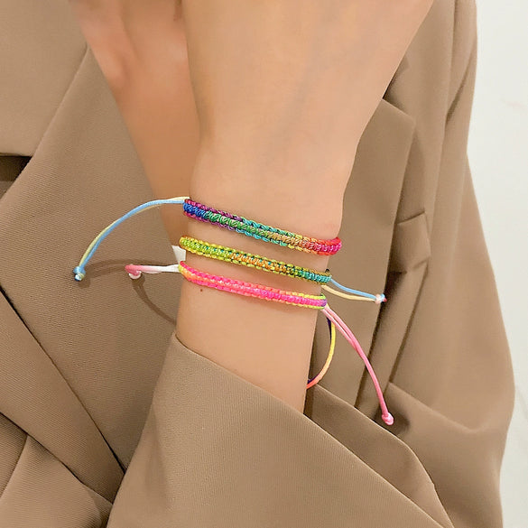 Handmade Color Rope Women's Bracelet With Rainbow Color And Handwoven Design