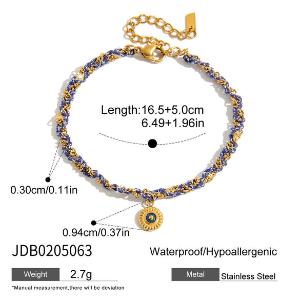 Handmade Colorful Braided Rope Stainless Steel Bracelet With Animal Zodiac Pendant Electroplated Highend Jewelry