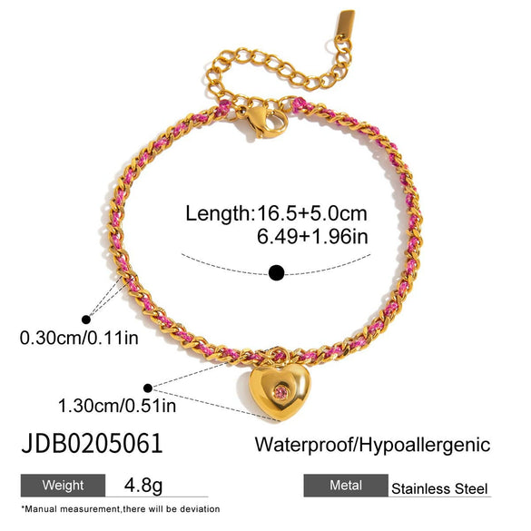 Handmade Colorful Braided Rope Stainless Steel Bracelet With Animal Zodiac Pendant Electroplated Highend Jewelry