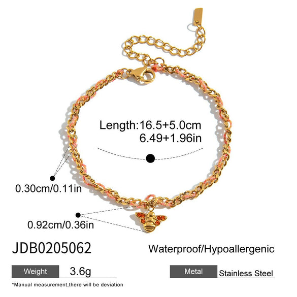 Handmade Colorful Braided Rope Stainless Steel Bracelet With Animal Zodiac Pendant Electroplated Highend Jewelry