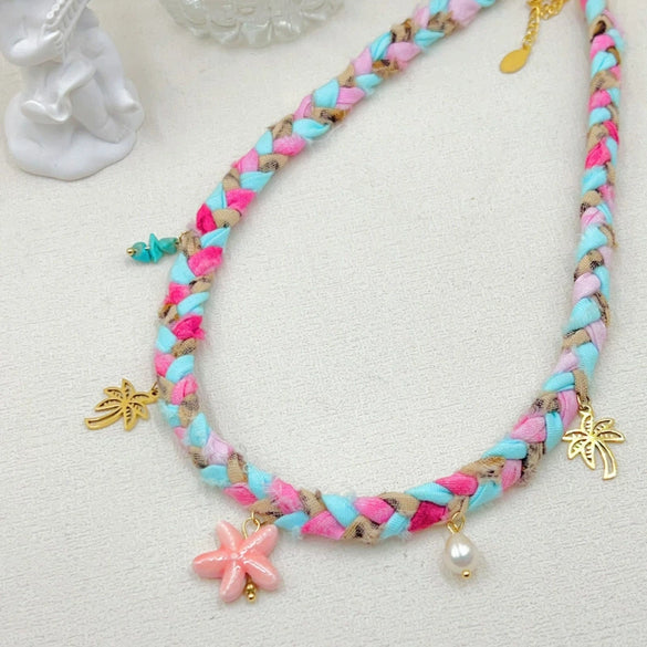 Handmade Colorful Braided Titanium Steel Necklace With Animal Zodiac Pattern And Electroplating Design