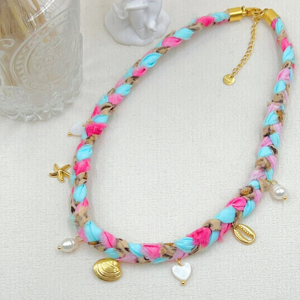 Handmade Colorful Braided Titanium Steel Necklace With Animal Zodiac Pattern And Electroplating Design