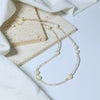 Handmade Colorful Natural Stone And Freshwater Pearl Clavicle Chain Necklace With Mixed Gemstone Setting