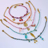 Handmade Colorful Rope Titanium Steel Ins Style Electroplated Natural Stone Necklace