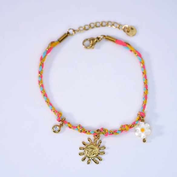 Handmade Colorful Rope Titanium Steel Ins Style Electroplated Natural Stone Necklace