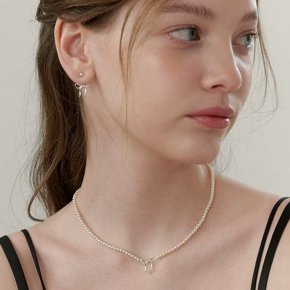 Handmade Copper Beaded Pearl Bow Butterfly Pendant Necklace With Real Gold Color Electroplated Chain For Women