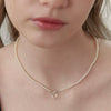 Handmade Copper Beaded Pearl Bow Butterfly Pendant Necklace With Real Gold Color Electroplated Chain For Women