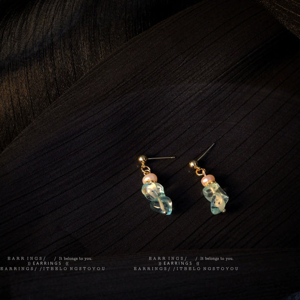 Handmade Copper Drop Earrings With Natural Gravel Freshwater Pearls For Women Simple Fashion Style