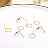 Handmade Copper Earring With Real Gold Plating Semicircular C Shaped And Line Pattern