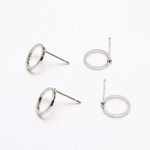 Handmade Copper Earring With Real Gold Plating Semicircular C Shaped And Line Pattern