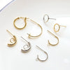 Handmade Copper Earring With Real Gold Plating Semicircular C Shaped And Line Pattern